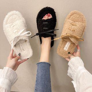 Fleece Lace Up Slide Sandals