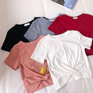 Plain Crewneck Slim-fit Short-sleeve T-shirt