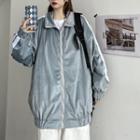 Striped Zip-up Velvet Jacket