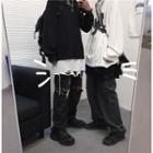 Frayed Mock Two-piece Long-sleeve T-shirt