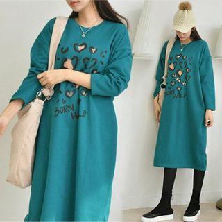 Brushed-fleece Lined Printed T-shirt Dress