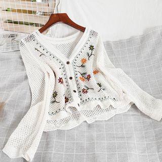 Floral Cardigan White - One Size