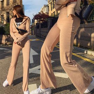 High-waist Corduroy Boot-cut Pants