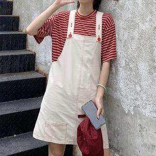 Striped Short-sleeve T-shirt / Stitch Jumper Dress