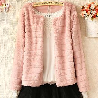 Faux-fur Hidden-hook Jacket