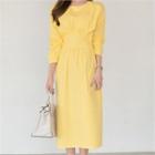 Tie-waist Plain Long Sheath Dress