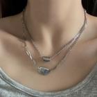 Layered Bead Necklace Silver - One Size