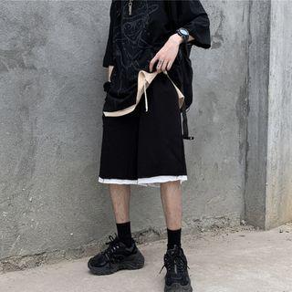 Panel Hem Straight-cut Shorts