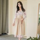 Midi Hanbok Skirt Beige - One Size