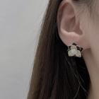 Flower Rhinestone Glaze Alloy Earring 1 Pair - Gold & Black - One Size