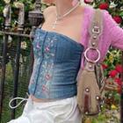 Off-shoulder Floral Print Corset Top