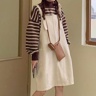 Striped Mock-neck Sweatshirt / A-line Pinafore Dress