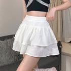 Embroidered Mini Layered Skirt