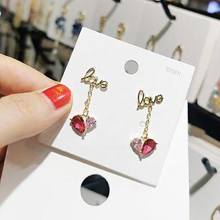 Lettering Heart Drop Earring 1 Pair - As Shown In Figure - One Size