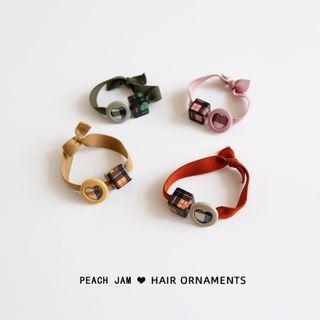 Plaid Cube & Heart Hair Tie
