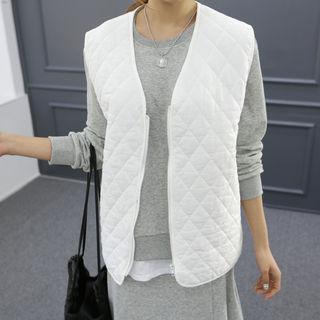 Slit-back Quilted Vest