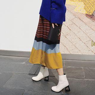 Band-waist Pattern Long Skirt