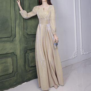 Long-sleeve Iridescent A-line Gown