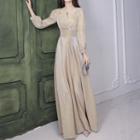 Long-sleeve Iridescent A-line Gown