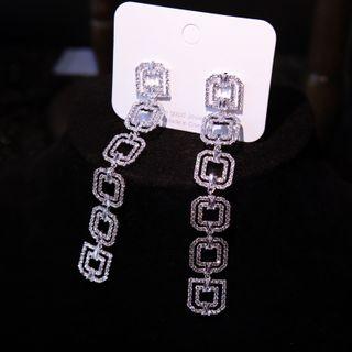 Rhinestone Geometric Drop Earring 1 Pair - Earring - One Size