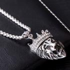 Alloy Crown & Lion Pendant Necklace 112 - Alloy Crown & Lion - One Size