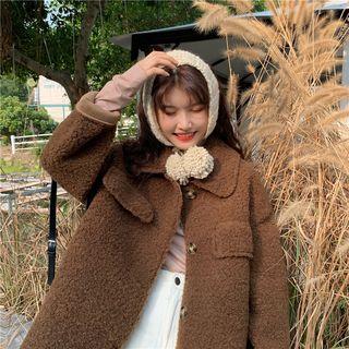 Fleece Loose-fit Coat Coffee - One Size