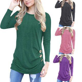 Long Sleeve Draping Button Top