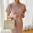 Dolman-sleeve Mock-neck Knit Top