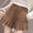 High-waist Ruffle Hem Wide-leg Shorts