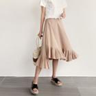 Asymmetric Pleat-hem A-line Skirt