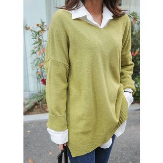 Tall Size V-neck Boxy Sweater