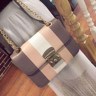 Striped Chain Strap Shoulder Bag
