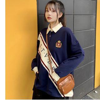 School Badge Lettering Polo Pullover