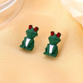 Alloy Frog Earring 1 Pair - 04 - S294 - Frog - Green - One Size