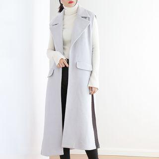 Slit-side Paneled Long Vest