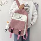 Two-tone Lettering Fleece Backpack / Bag Charm