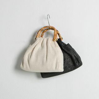 Wooden-handle Bag With Shoulder Strap