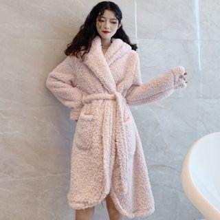 Fleece Hooded Robe Pink - One Size