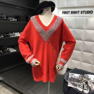 Glittered V-neck Sweater