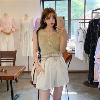 Sleeveless Button-front Summer Knit Top