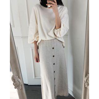 Bishop-sleeve Cotton T-shirt