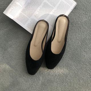 Round-toe Faux-suede Mules