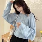 Set : Halter Suspender Knit Top + Plain Cardigan Light Blue - One Size
