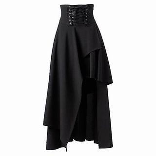 High-waist Asymmetric Hem Maxi Skirt
