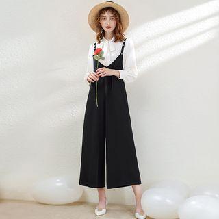 Faux Pearl Strap Cropped Jumper Pants