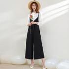 Faux Pearl Strap Cropped Jumper Pants
