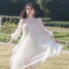 Long-sleeve Midi Smock Dress