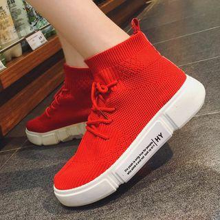 Elastic Fabric High-top Sneakers