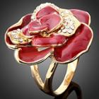 18k Gold Plated Rhinestone Rose Ring