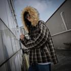 Faux Fur-trim Plaid Hooded Jacket